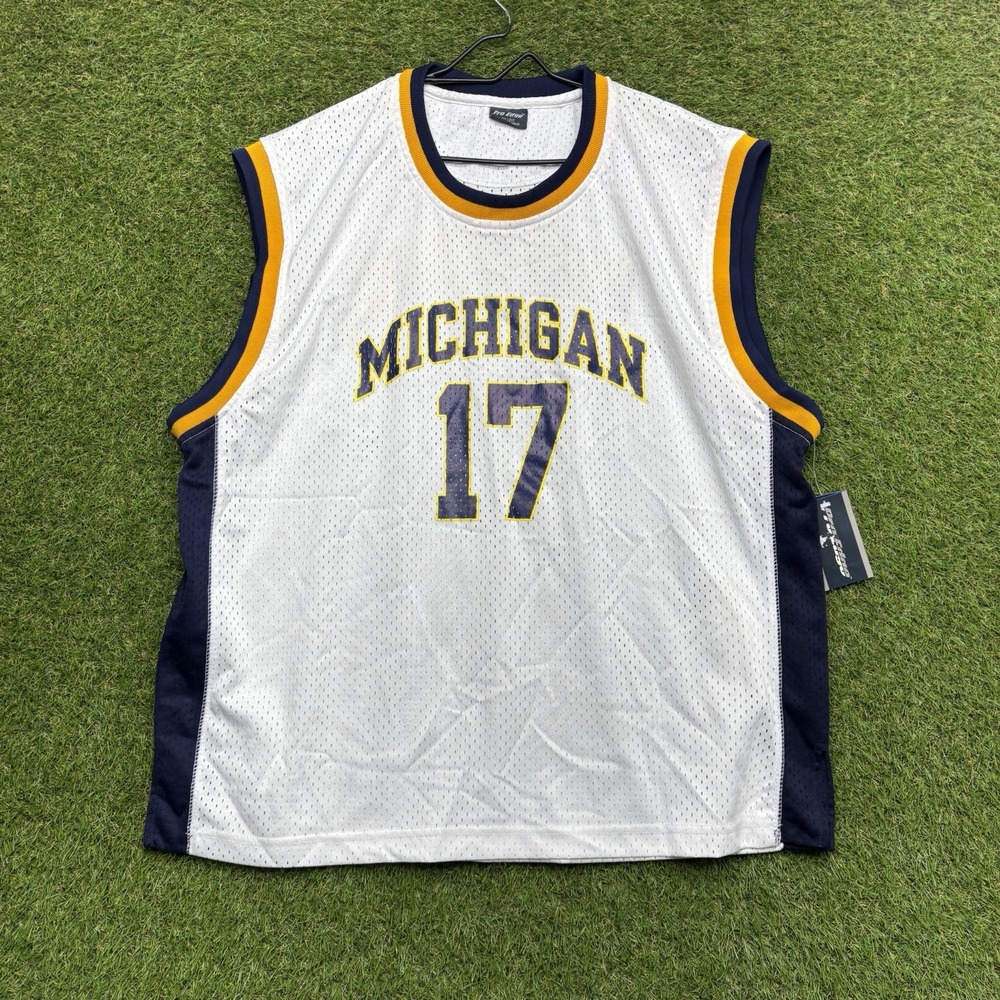 Pro Edge University of Michigan Mens 2XL Navy Blue & Yellow #1 Basketball Jersey